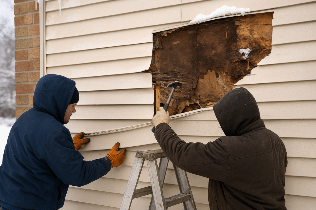 Winter Storm Damage Siding Repair vs Replacement